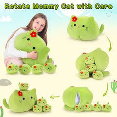Auspicious Beginning cactus cat plush travel pillow for comfy journeys.