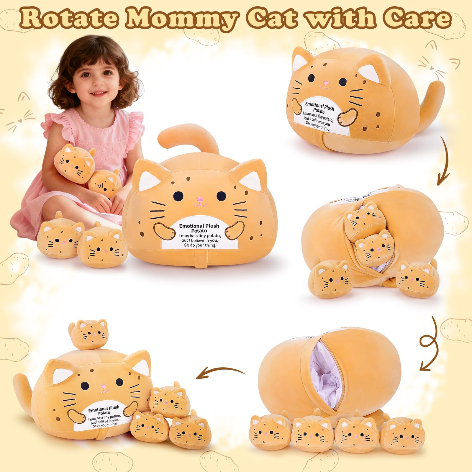 Auspicious Beginning red baby kitten plush close-up for playful storytelling