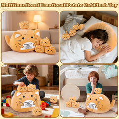 Auspicious Beginning potato cat family wide shot for cozy decor