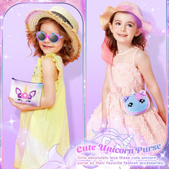 Auspicious Beginning unicorn crossbody bag stores small treasures while traveling