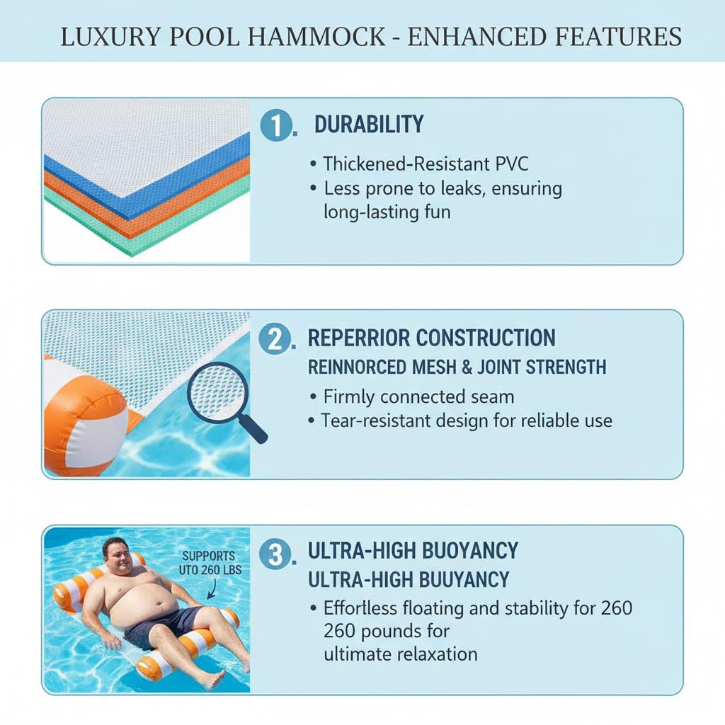 Auspicious Rain 3-pack upgraded water floats showing reinforced seams for durability