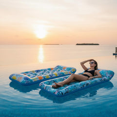 Auspicious Rain giant 2-pack pool float mat with headrests for comfortable lounging.