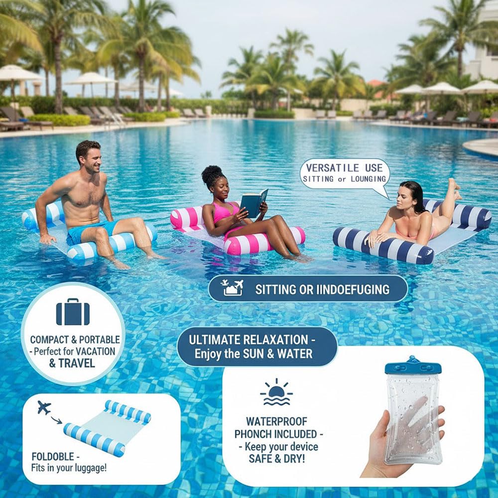 Auspicious Rain pink hammock float for relaxed poolside reclining