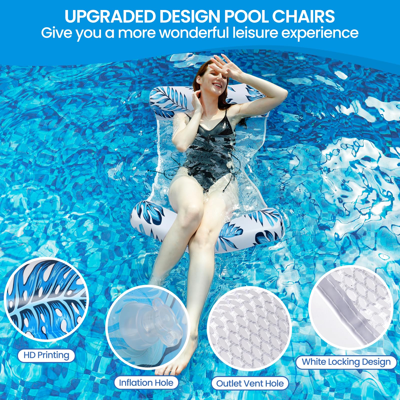 Auspicious Rain leaf-pattern lounge-chair pool float lets you sunbathe hands-free.