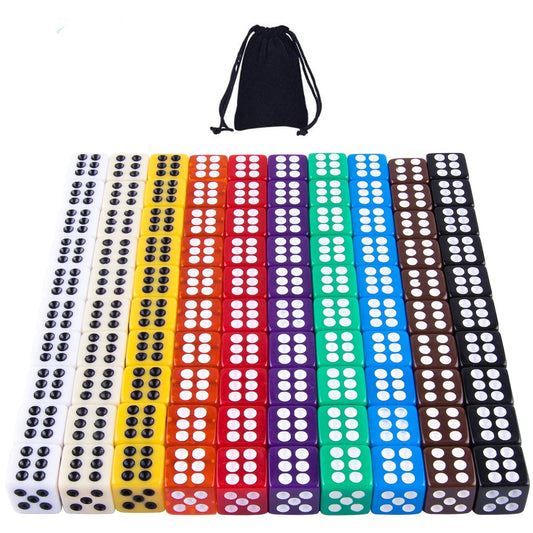 AUSTOR 100-piece dice set 12mm in ten colors for versatile gameplay.