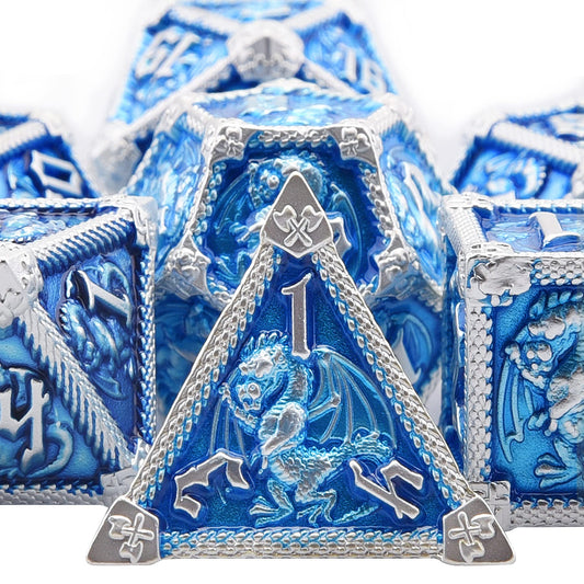 AUSTOR 7-die DND dice set in a box: sturdy display and easy transport.