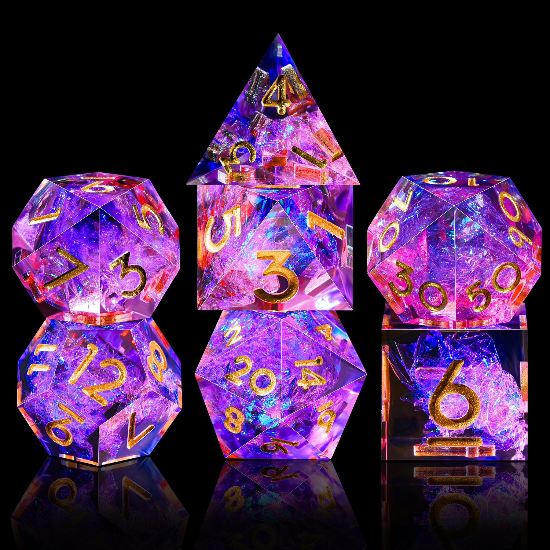 AUSTOR hand-cast natural resin dice highlight durable, eco-friendly material.