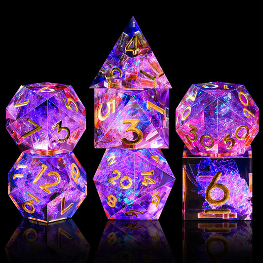 AUSTOR hand-cast natural resin dice highlight durable, eco-friendly material.
