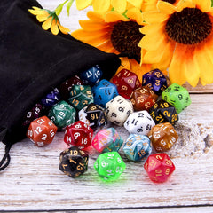 AUSTOR durable acrylic D20 dice with eco friendly varnish.
