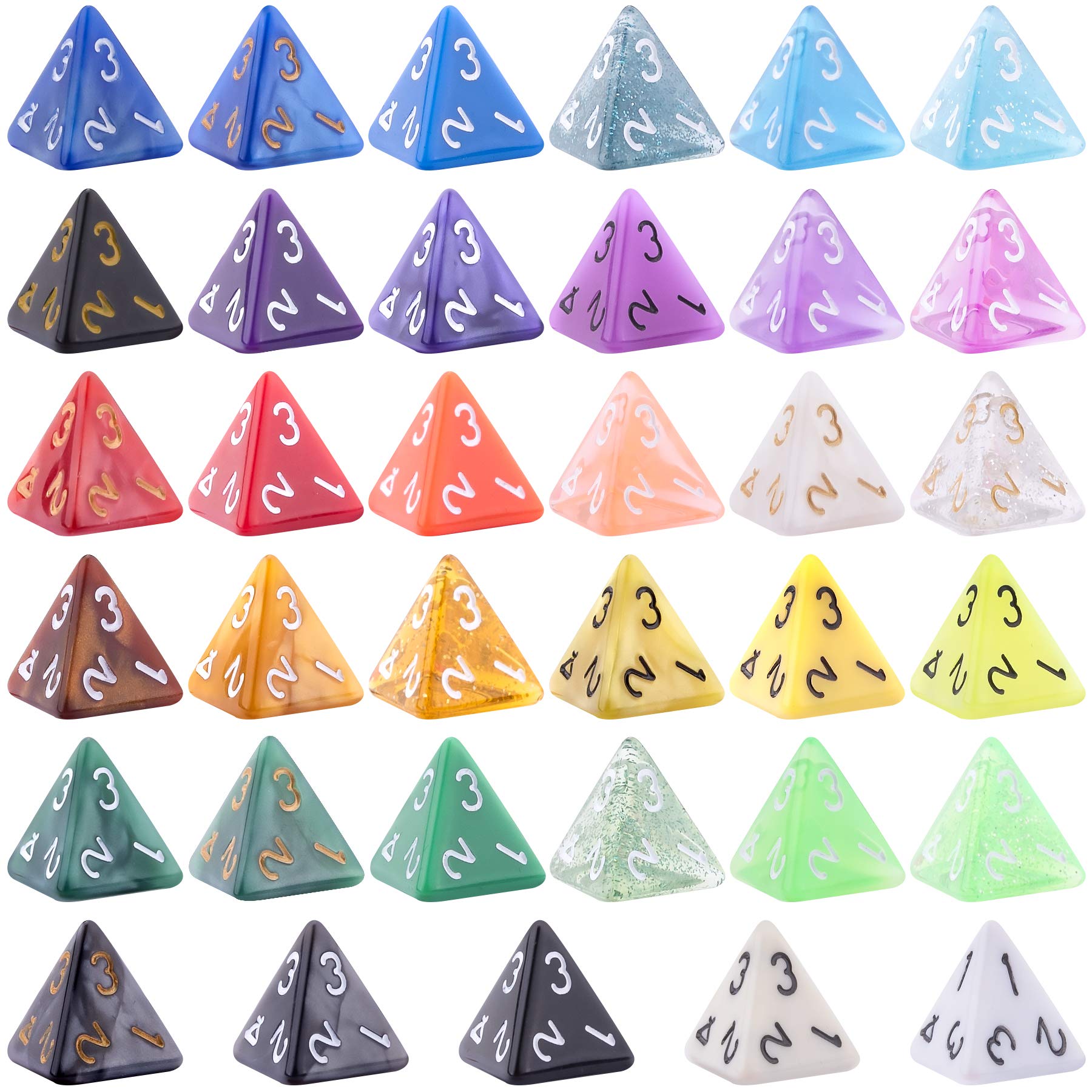 AUSTOR D4 dice set with black velvet pouch for tidy storage and portability.