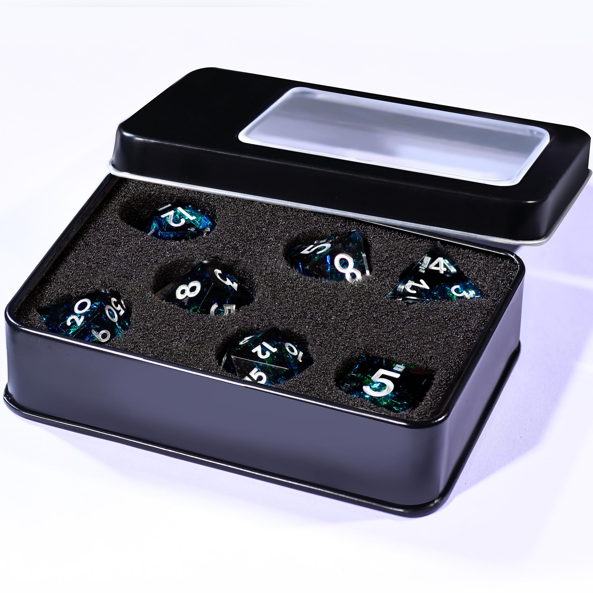 AUSTOR foam-lined metal storage box keeps dice safe