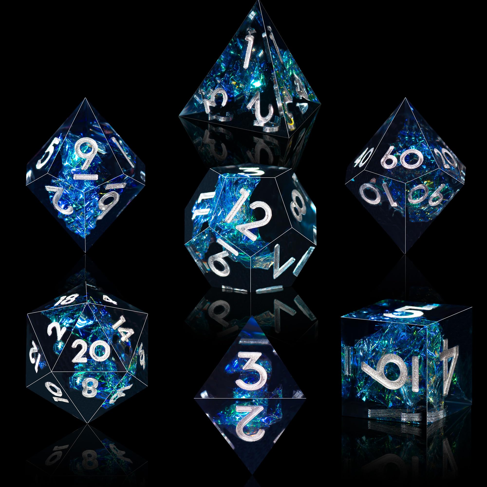 AUSTOR 7-die hand-cast resin dice show durability and eco-friendly material