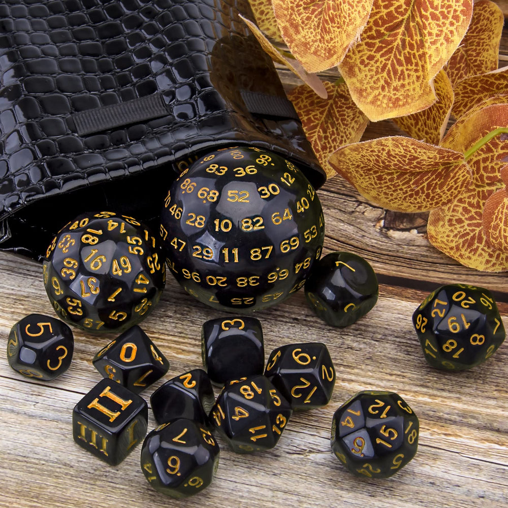 AUSTOR black and yellow dice are easy to read during fast paced sessions.