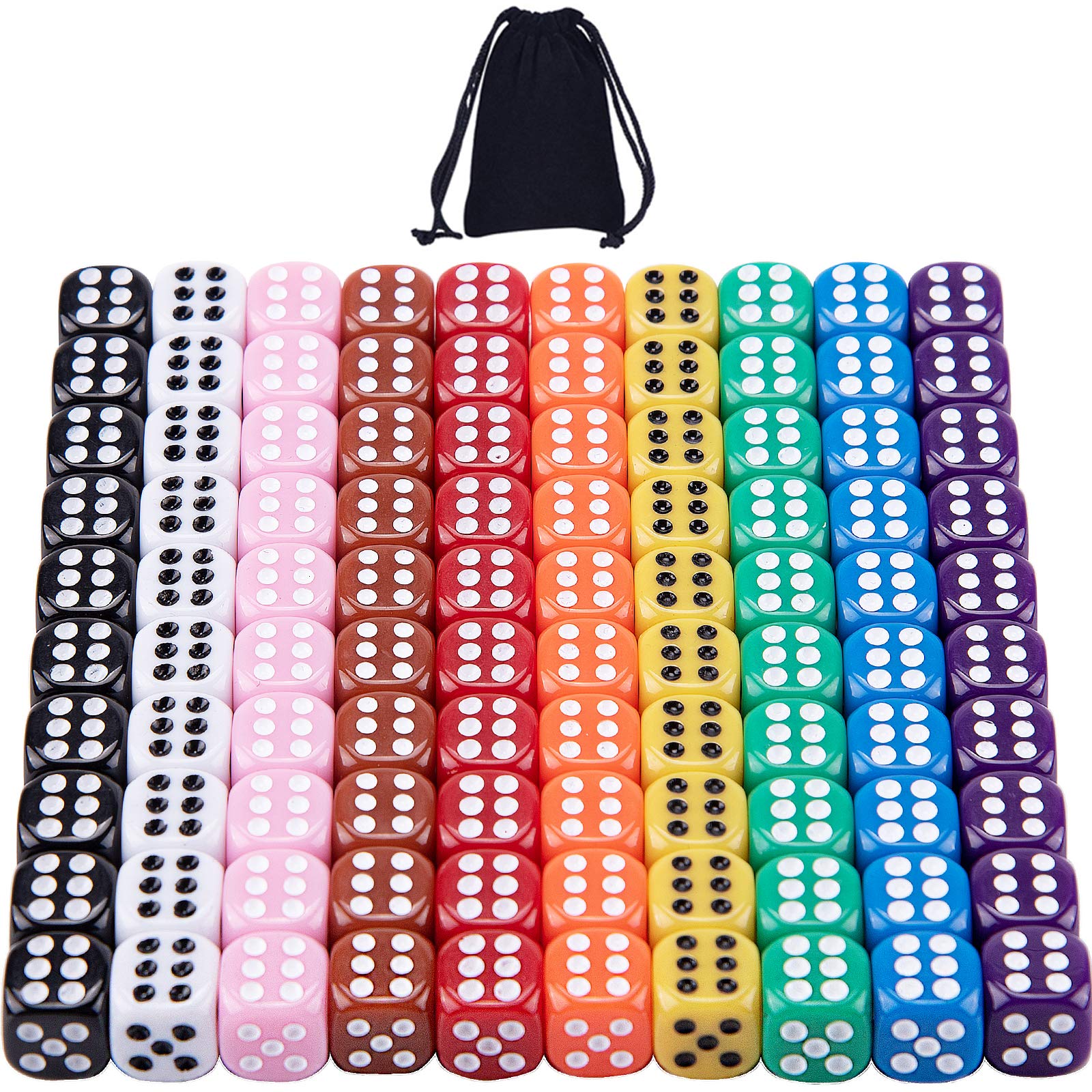 AUSTOR 100-piece dice set in vibrant multi-color arrangement for versatile games