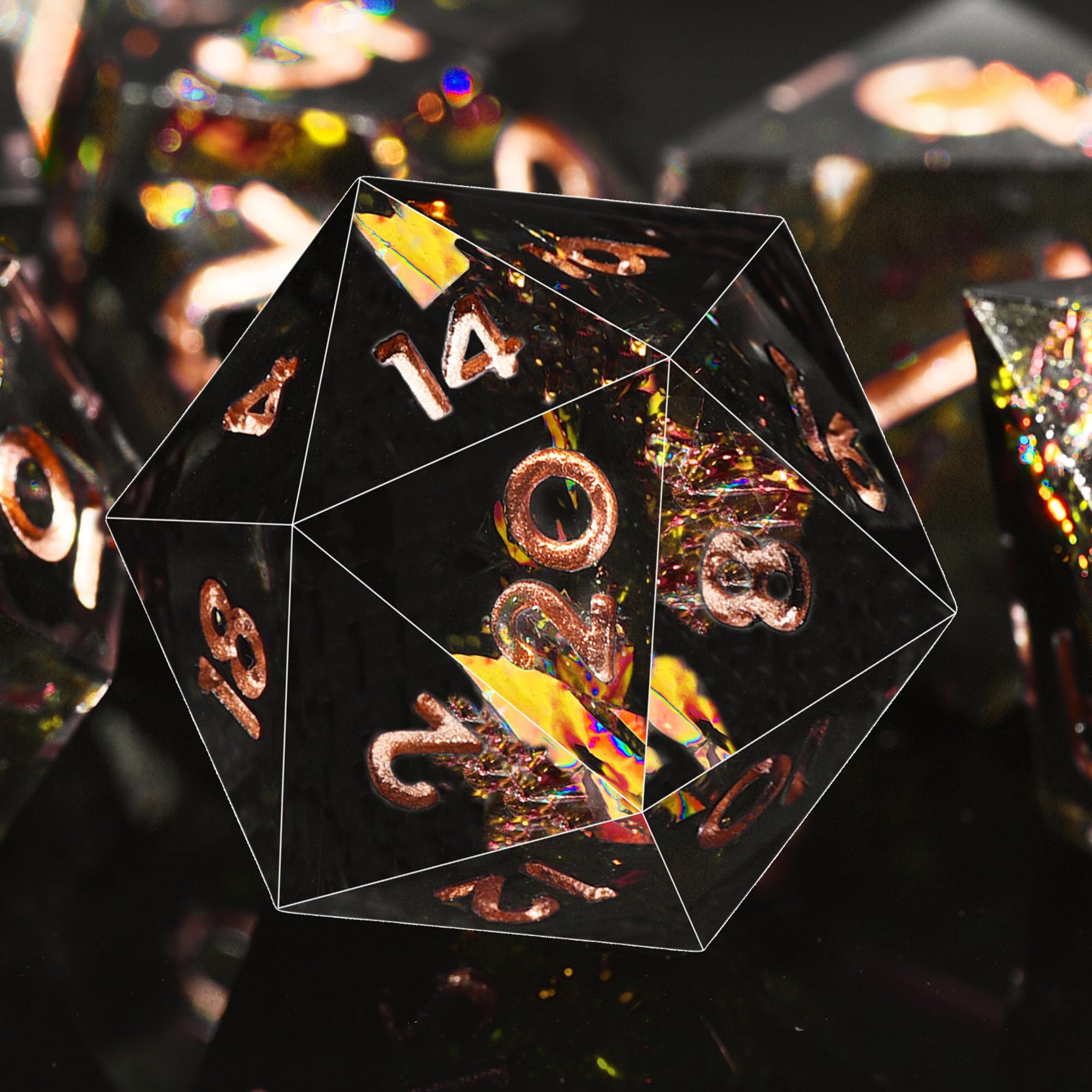 AUSTOR resin dice color shifts as they roll, adding visual appeal