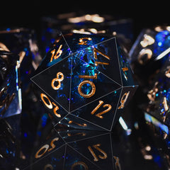 Dice faces display color variation and light-catching effects