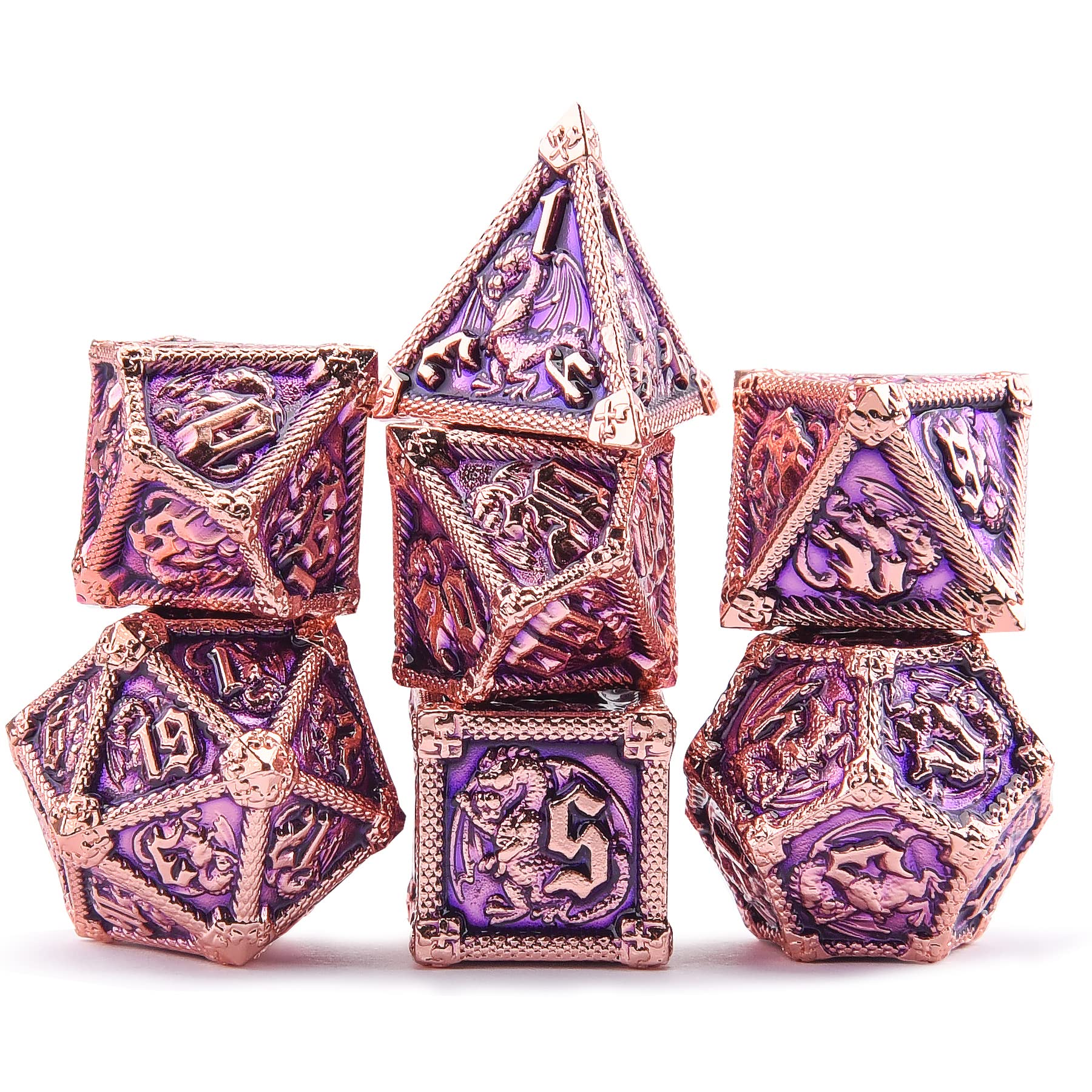 AUSTOR dragon-design metal dice showing craftsmanship and motif
