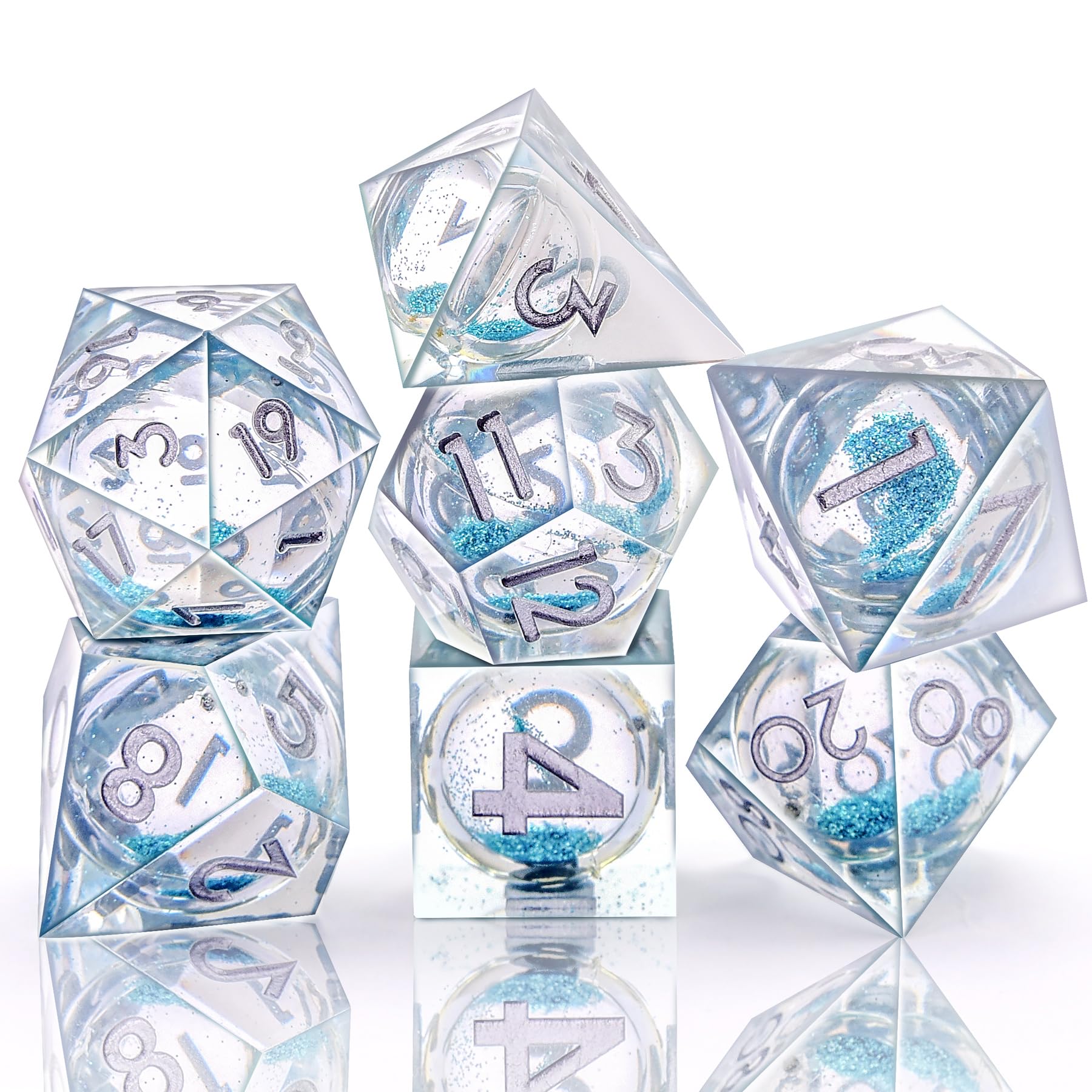 AUSTOR DND dice with gold foil numbers for easy reading during sessions.