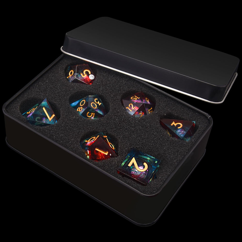 AUSTOR liquid core dice enhance rolling ambience with floating core visuals.