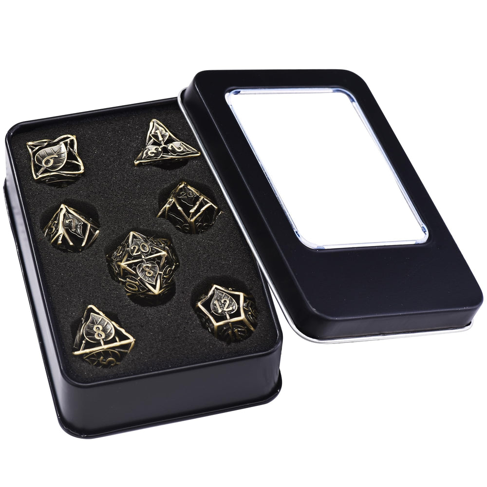 AUSTOR gift-ready DND dice with metal case, ideal for dice collectors.