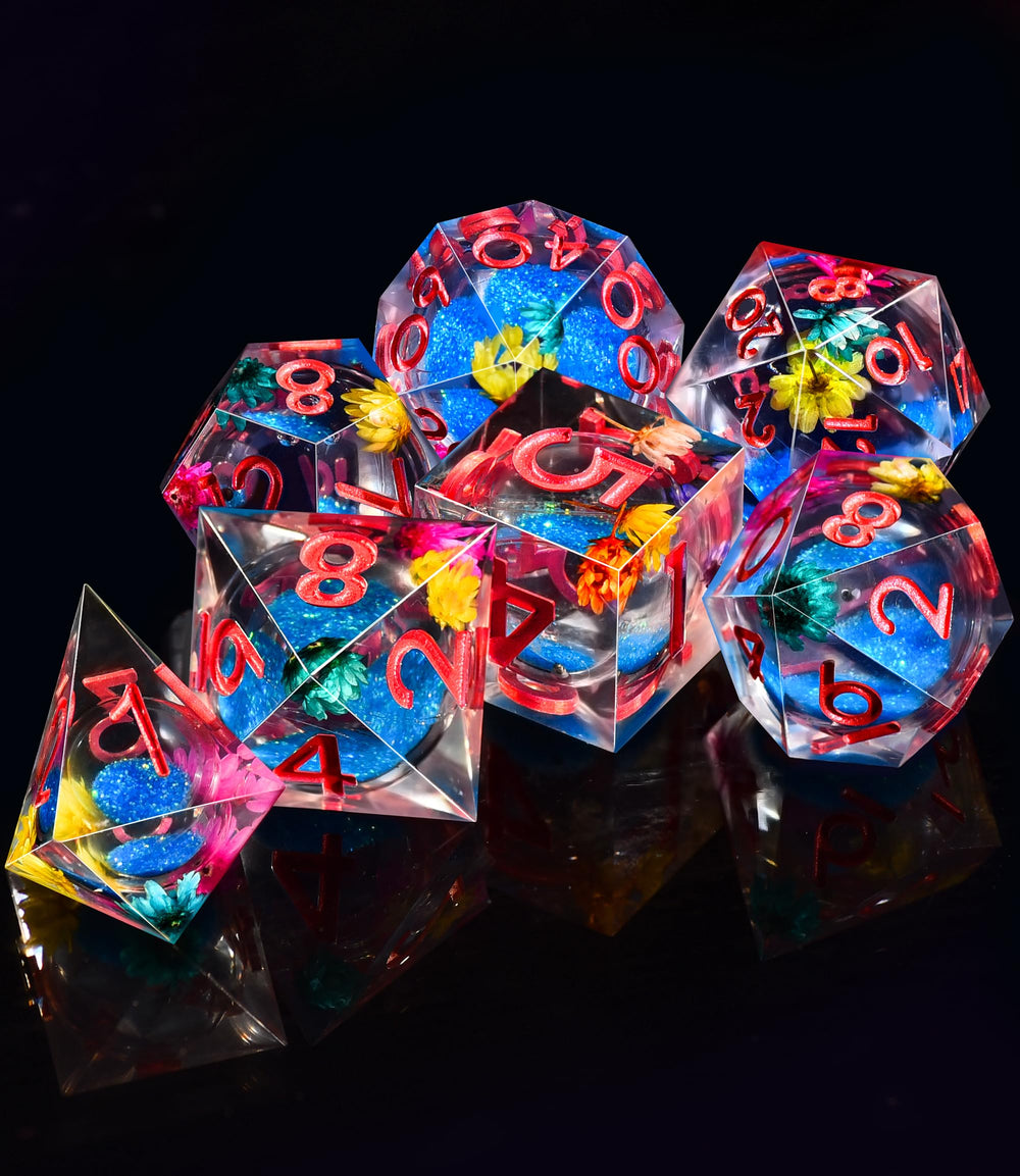 AUSTOR hand-cast resin dice texture emphasizing durability.