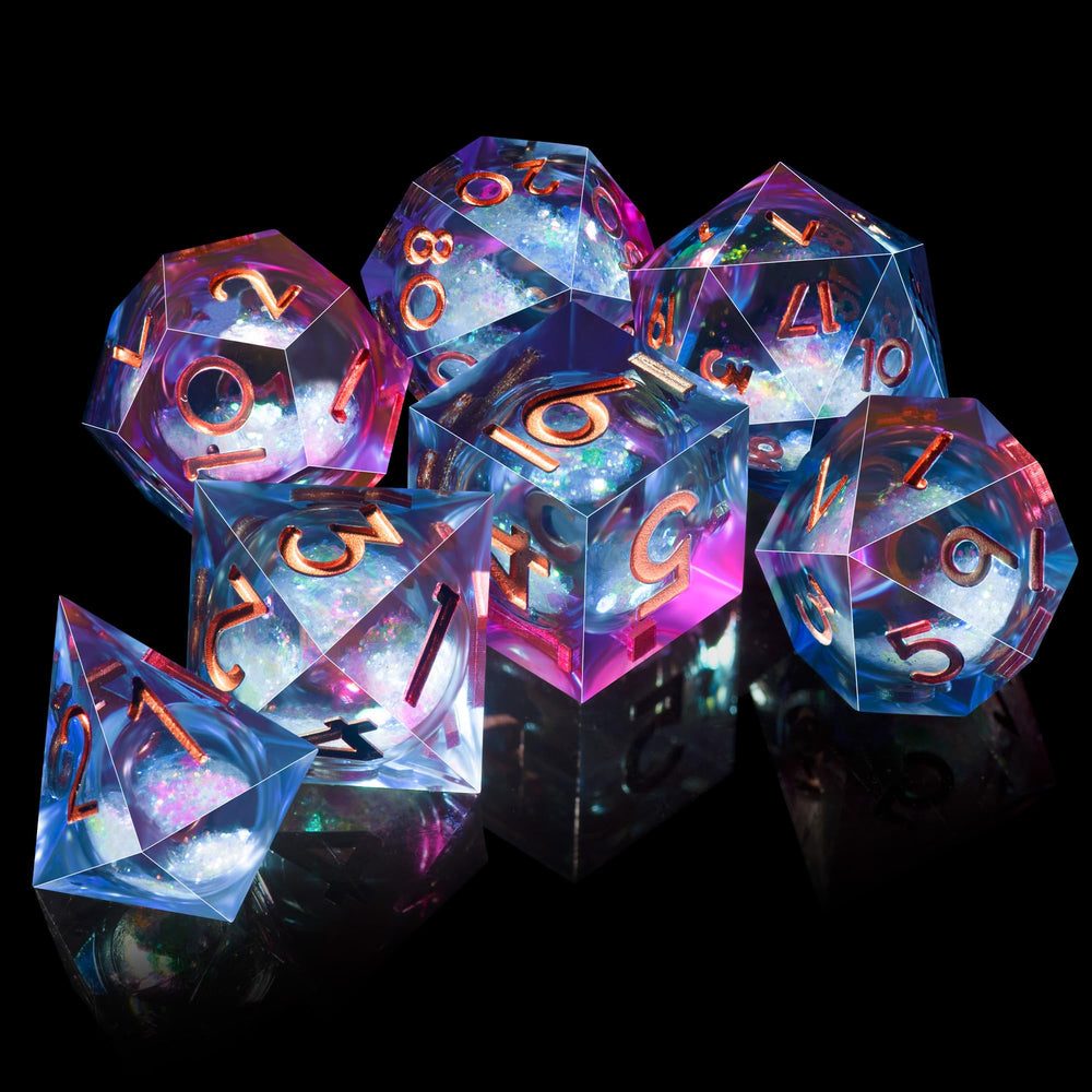 AUSTOR D12 blue-violet dice emphasize elegant artisan resin craftsmanship.