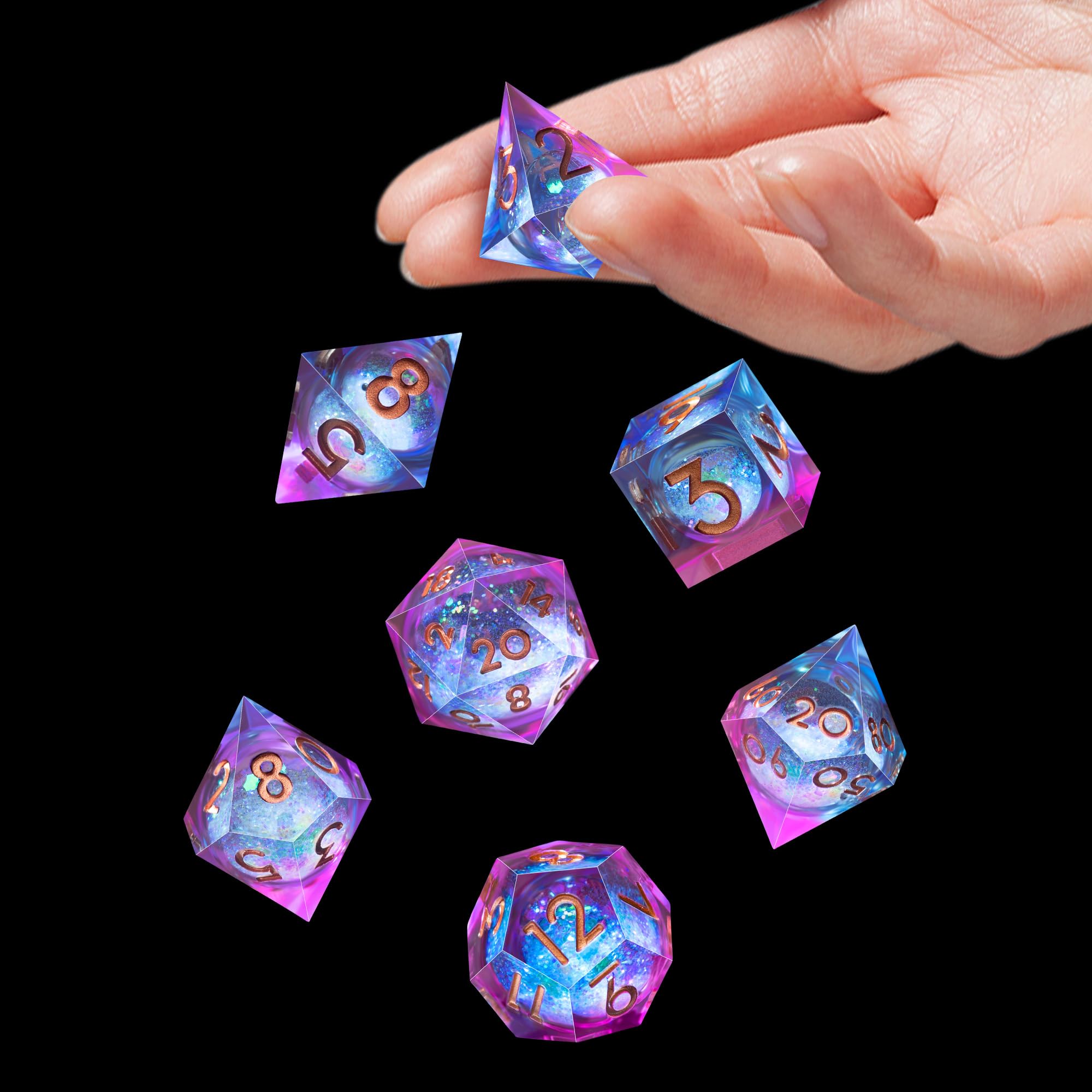 AUSTOR D4 blue-violet dice capture tactile clarity and precise corners.