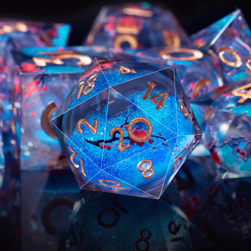 PU foam lined storage box protects dice when not in use.