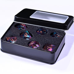 AUSTOR storage box with foam liner keeps dice organized and protected.