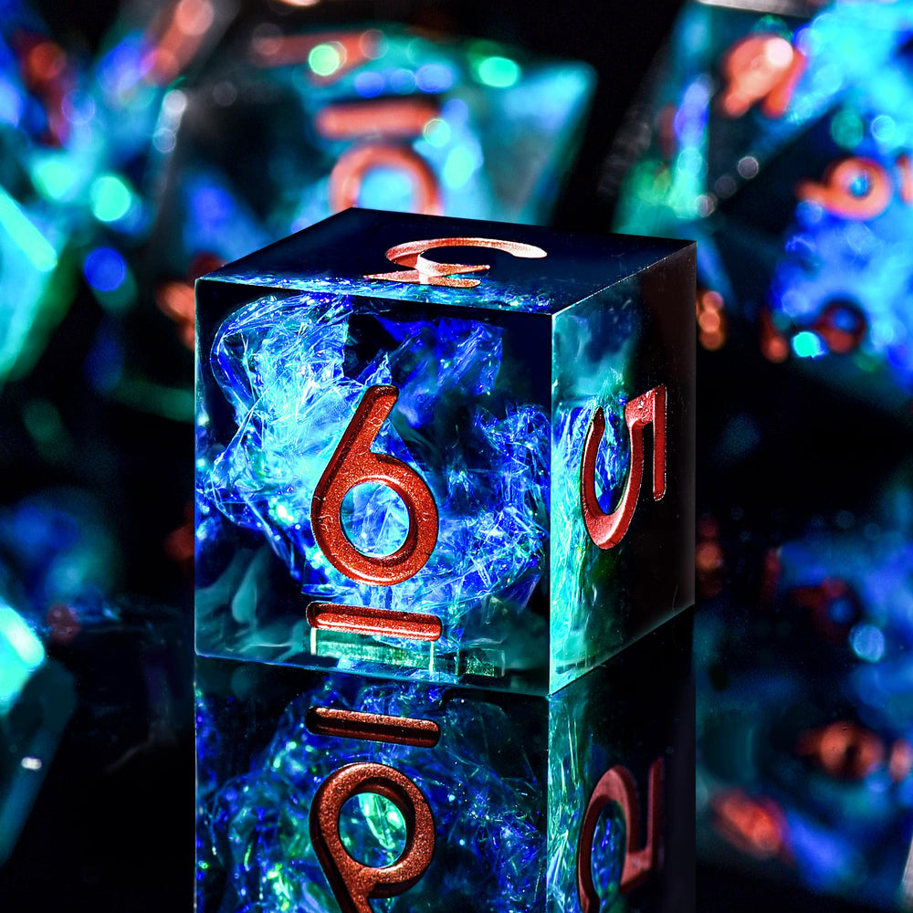 AUSTOR mirror-finish seven-die DND dice with polished edges for premium feel and precise rolls