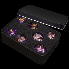 AUSTOR seven-die set ready for tabletop adventures in D&D and MTG sessions