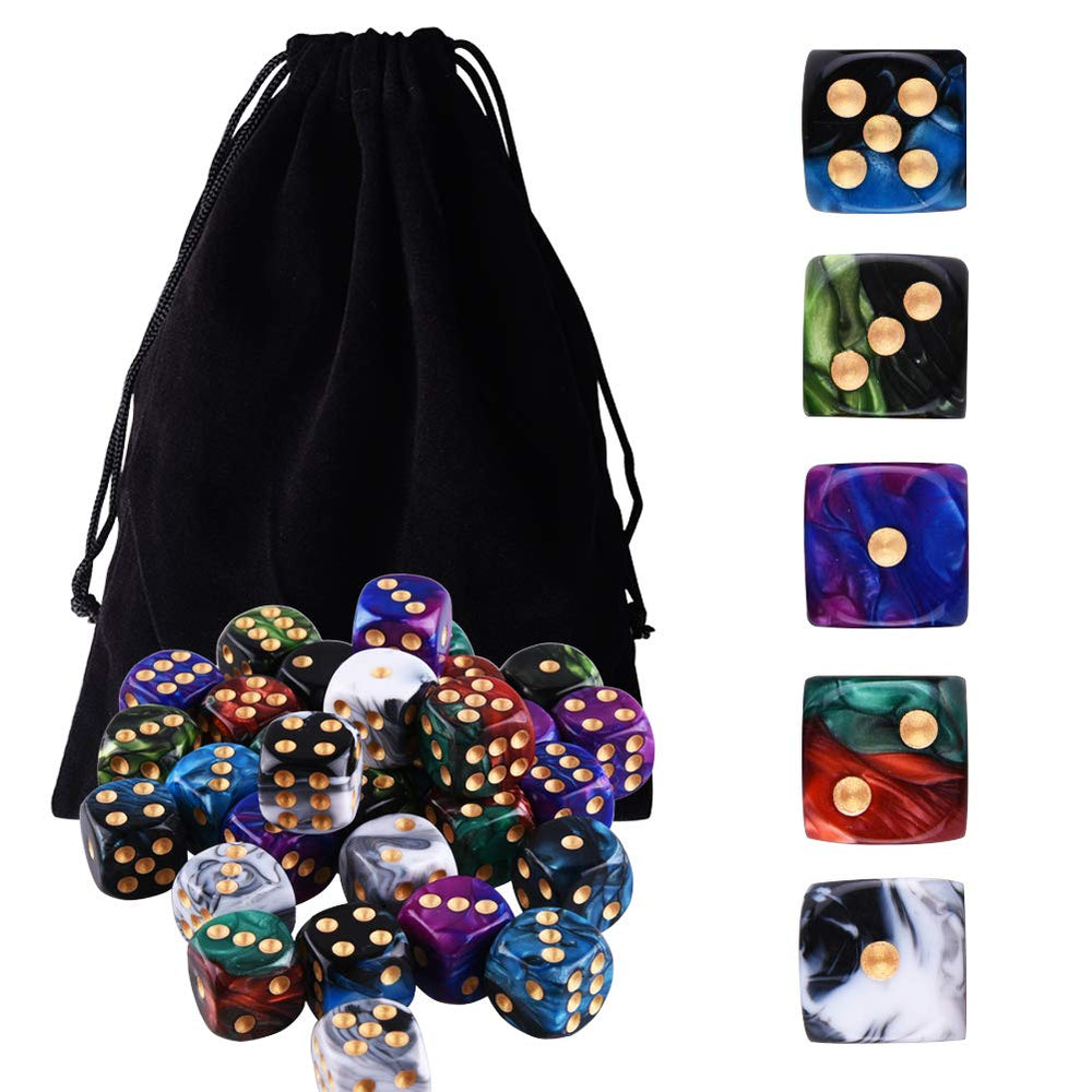 AUSTOR blue and purple two-tone dice with gold pips for eye-catching rolls.