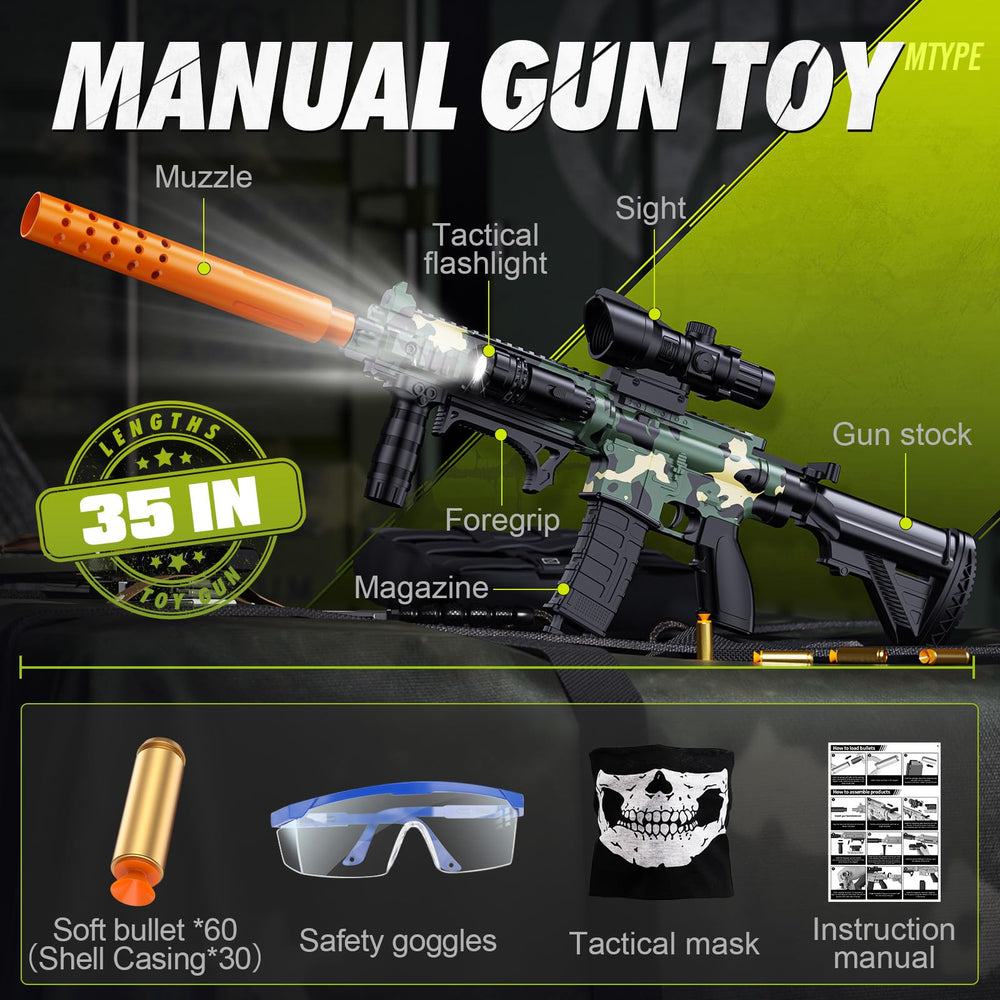 Outdoor battle action featuring Austraes toy gun in green.