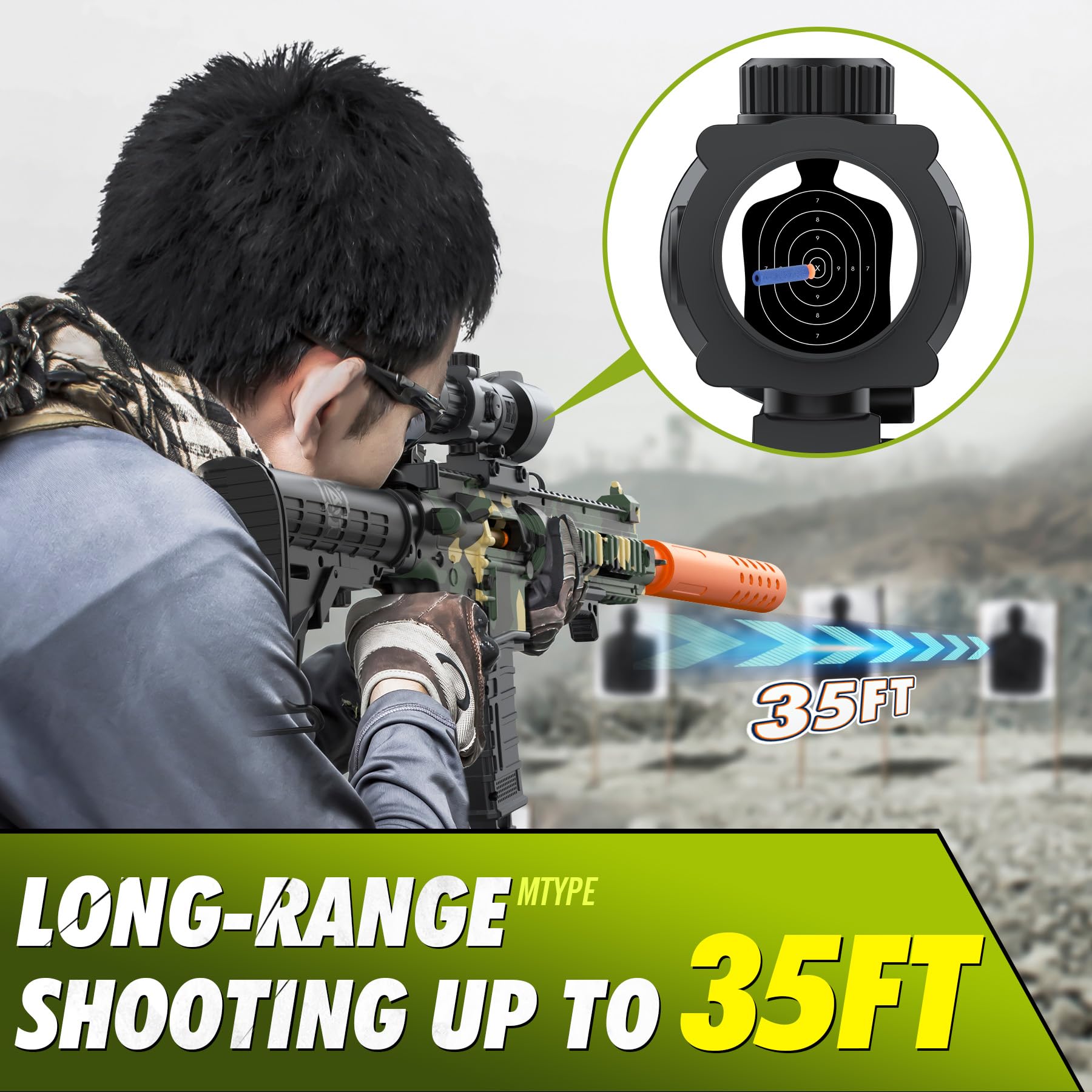 60 soft bullets and 30 shells included for extended play sessions.