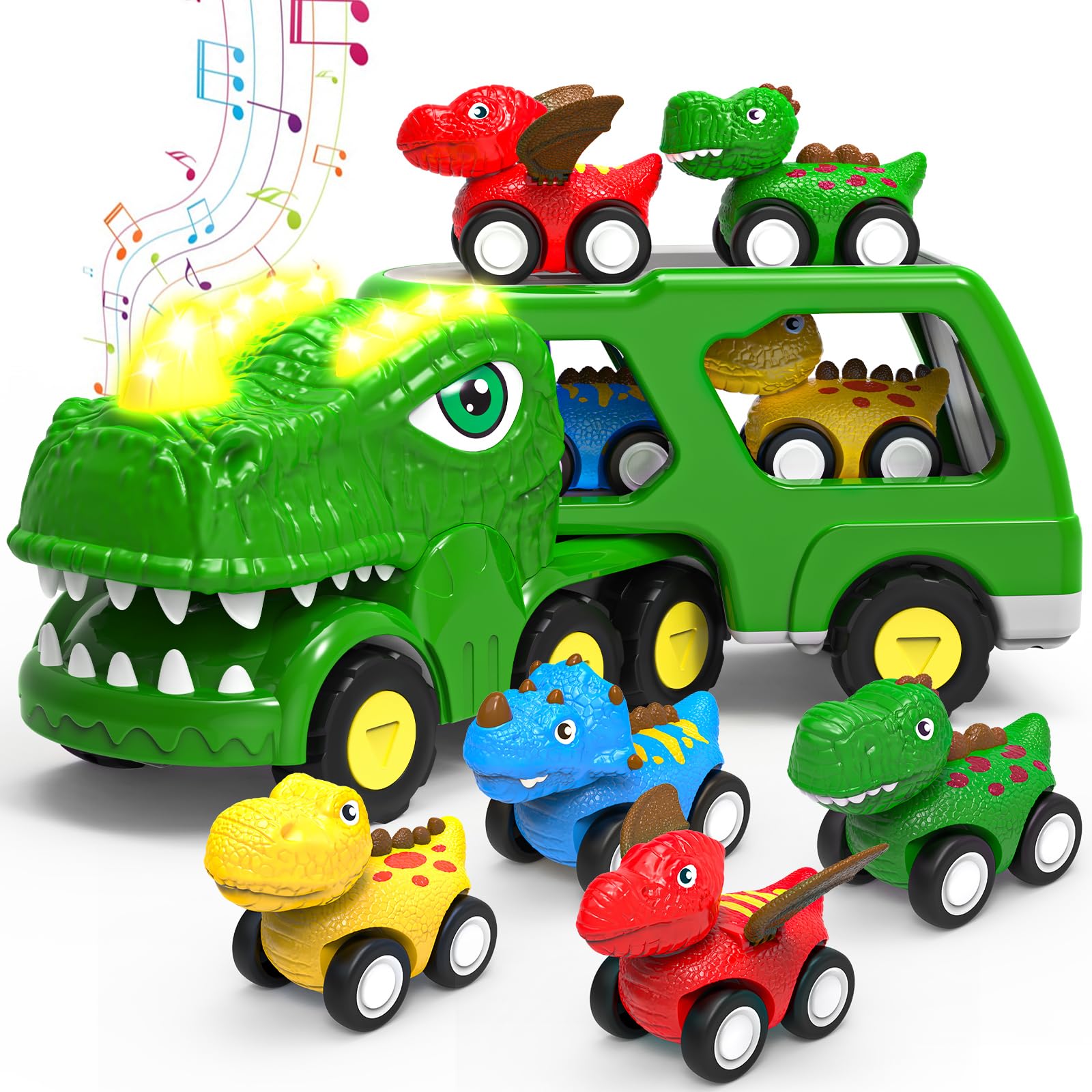 AUTGA large dinosaur truck with swiveling head for interactive play.