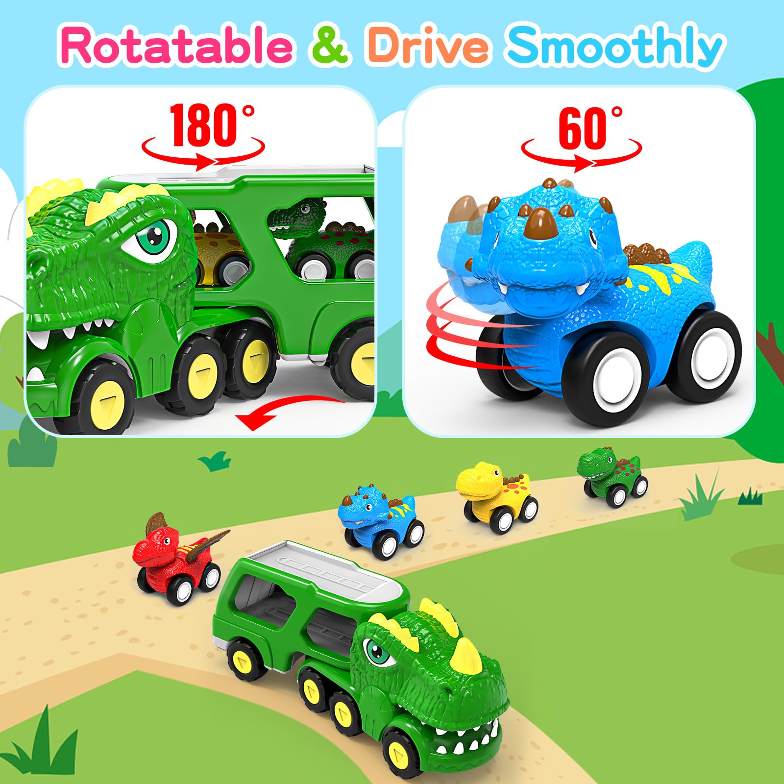 AUTGA Stegosaurus mini pull-back car for collaborative play.