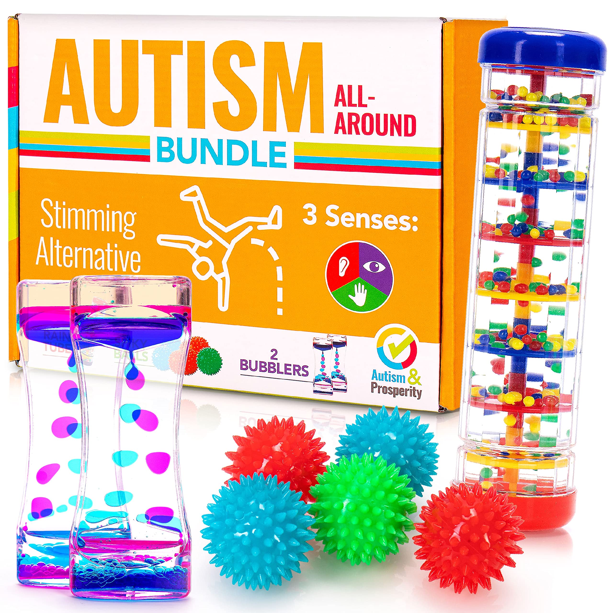 Autism & Prosperity rainmaker stimulus toy for gentle auditory engagement.