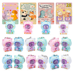 AUUGUU rock-paper-scissors cat keychain with vivid Valentine cards for classrooms