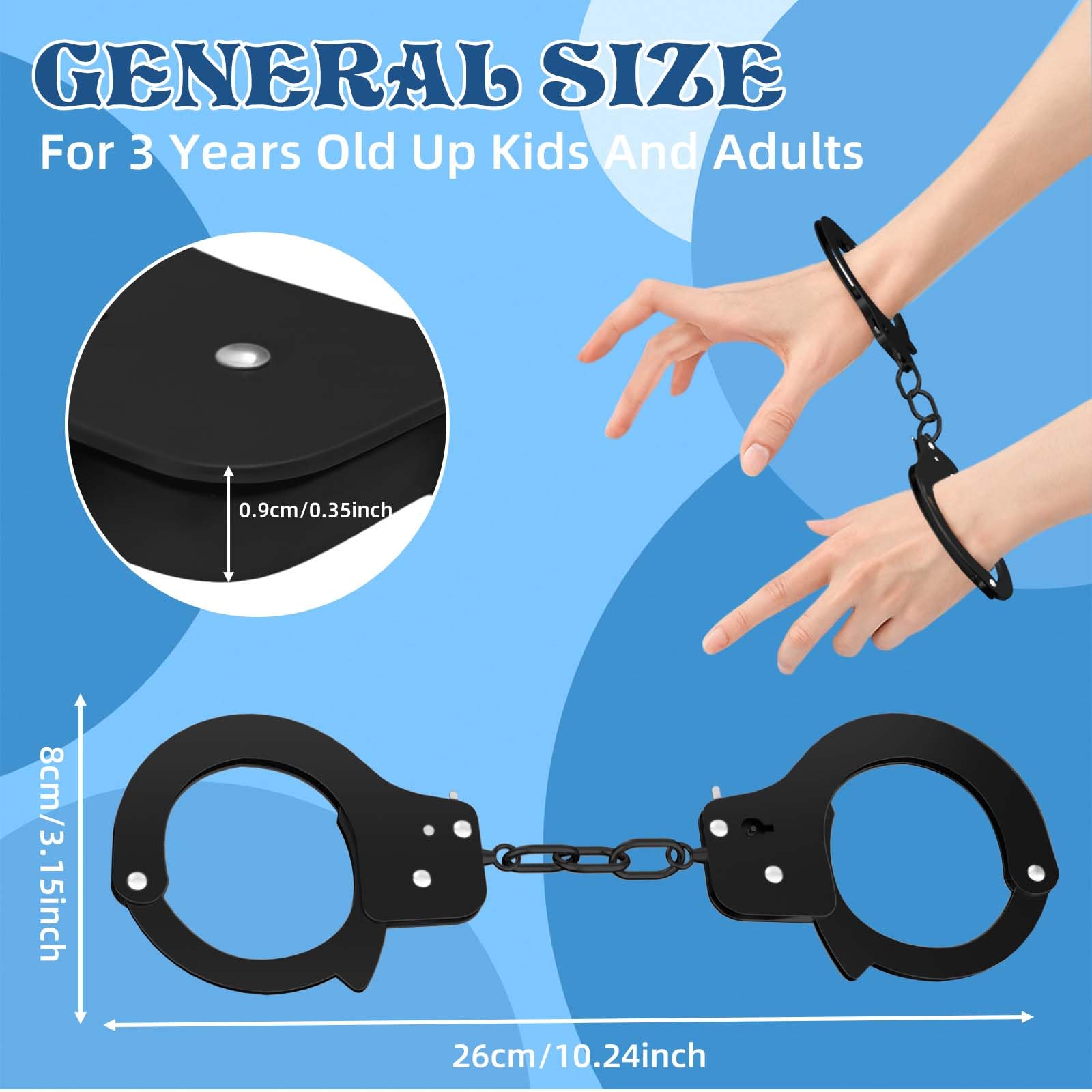 AUYYOSK realistic police-style handcuffs support imaginative role play.