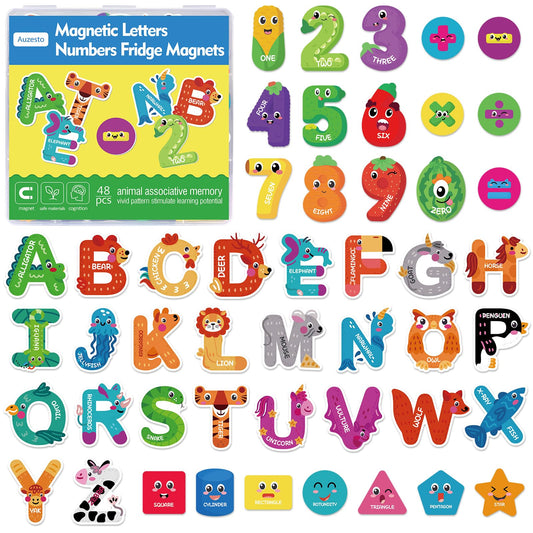 Auzesto letters and numbers fridge magnets for hands-on learning on metal surfaces