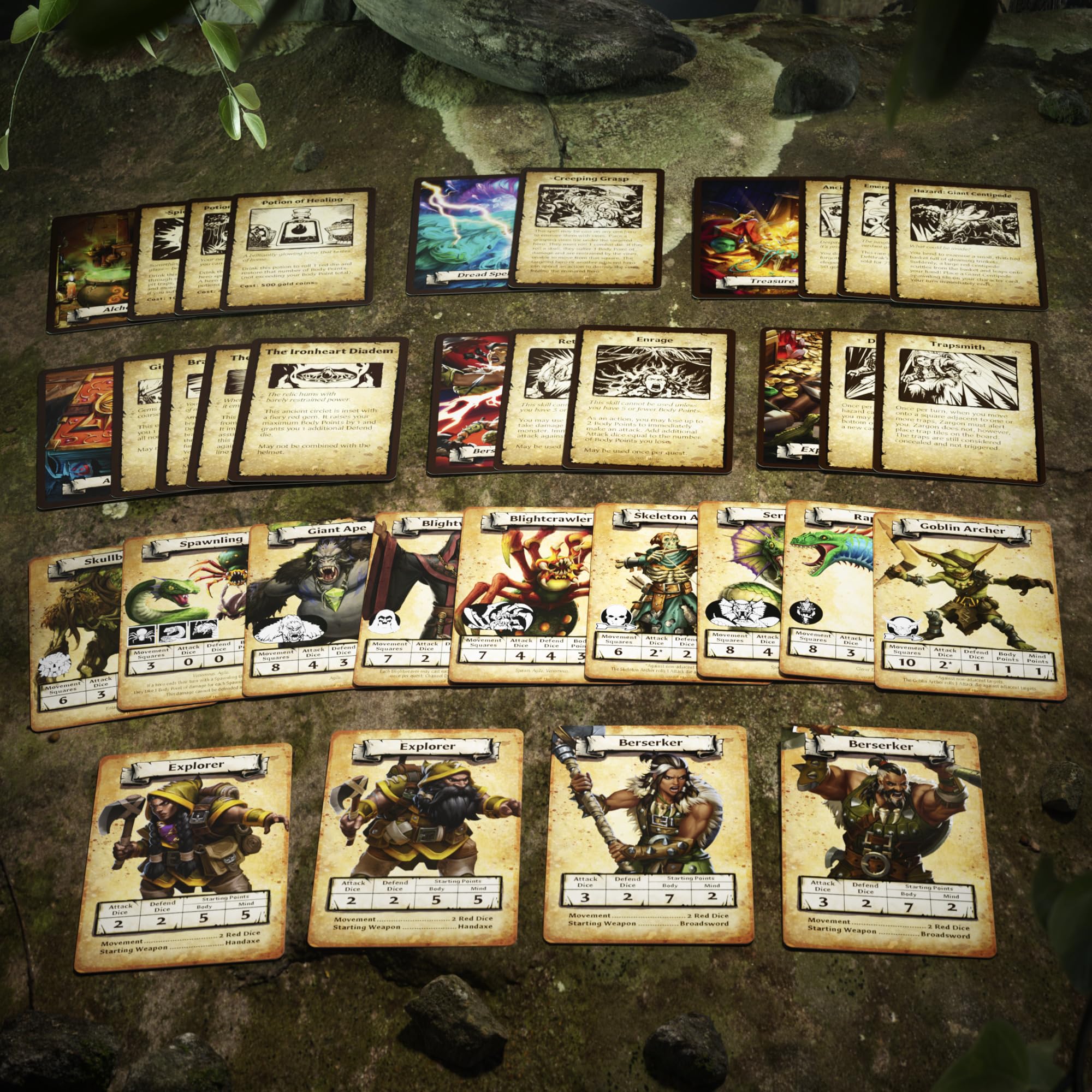 Avalon Hill HeroQuest blightcrawler miniature creates tense obstacle battles in the jungle.
