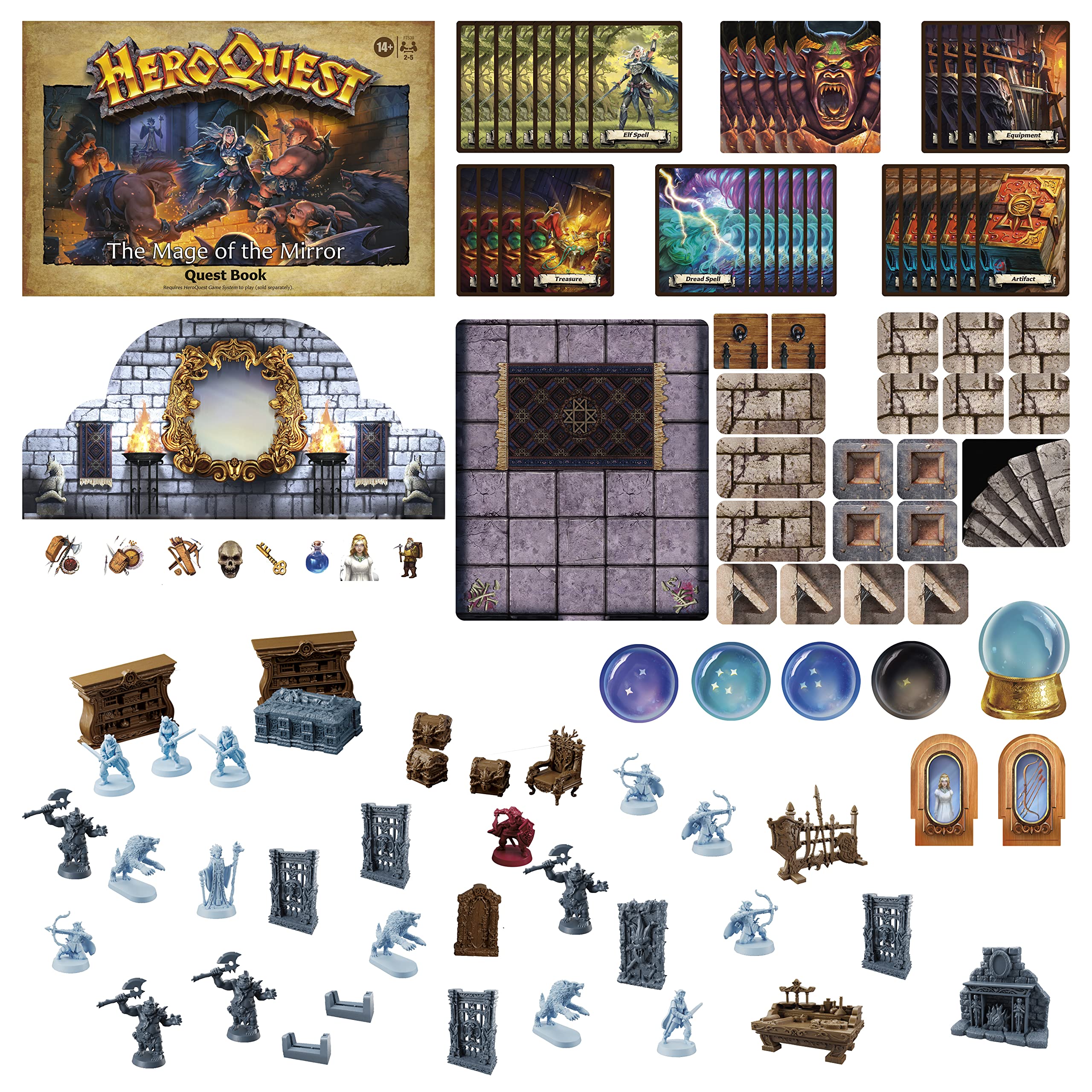 Avalon Hill HeroQuest full-color tiles display a vivid elven realm