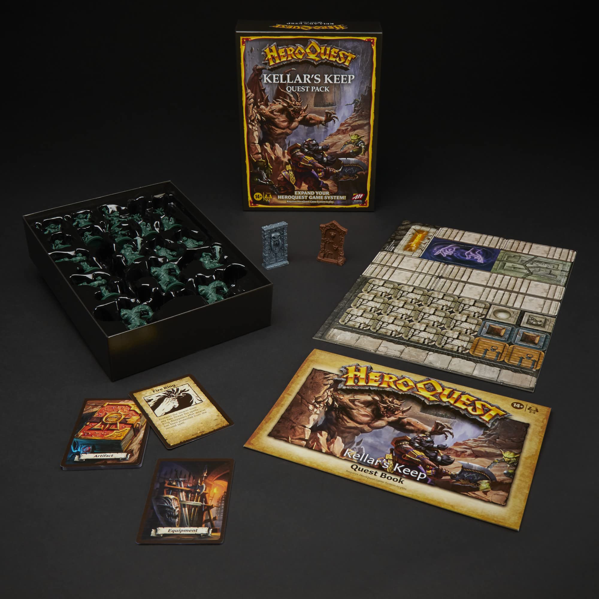 Avalon Hill HeroQuest Kellars Keep artifact cards unlock unique quest moments and strategic options.