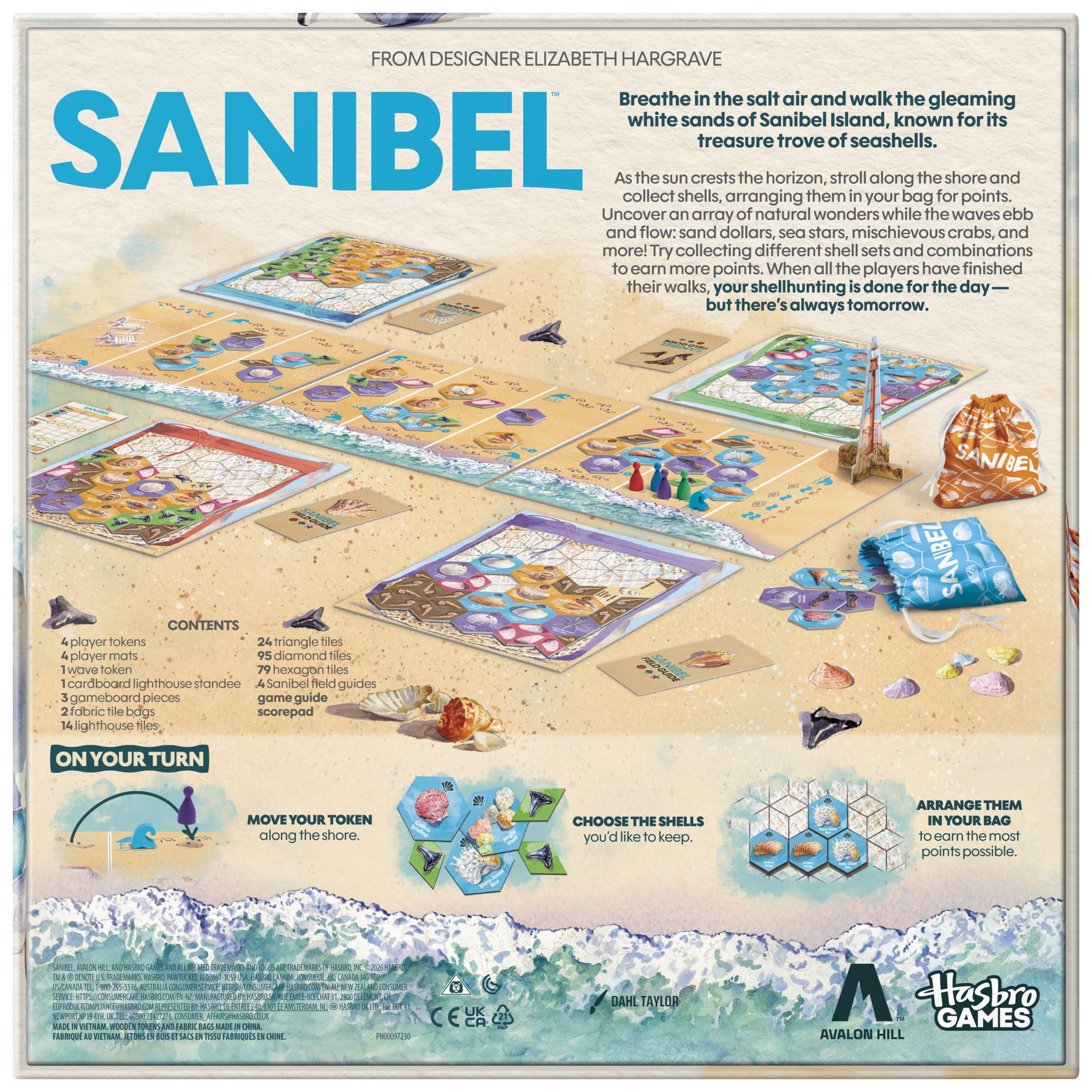 Avalon Hill Sanibel 212 shell tiles create a bright coastal setup.