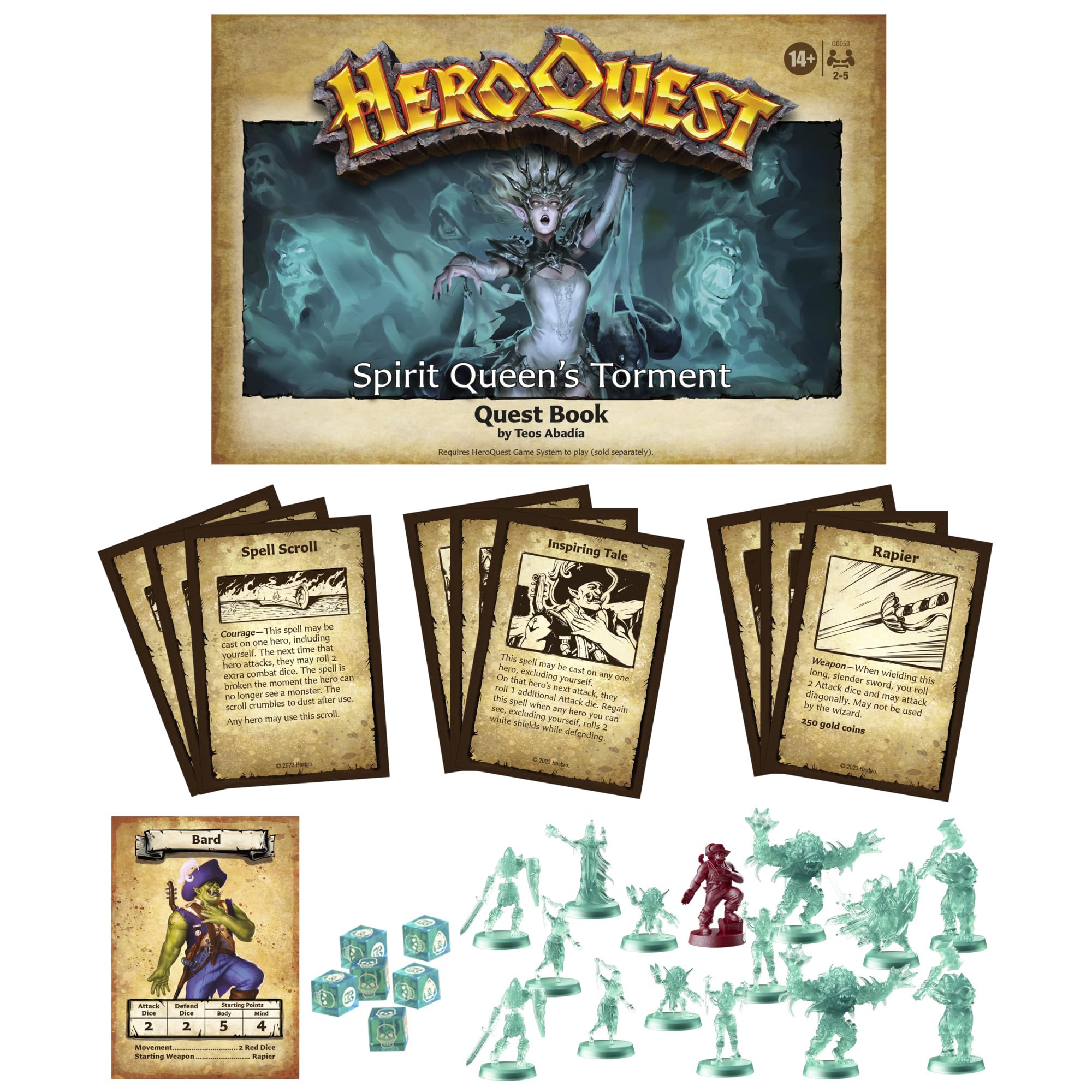 Avalon Hill Spirit Queen's Torment turquoise monster miniature adds haunting flavor.