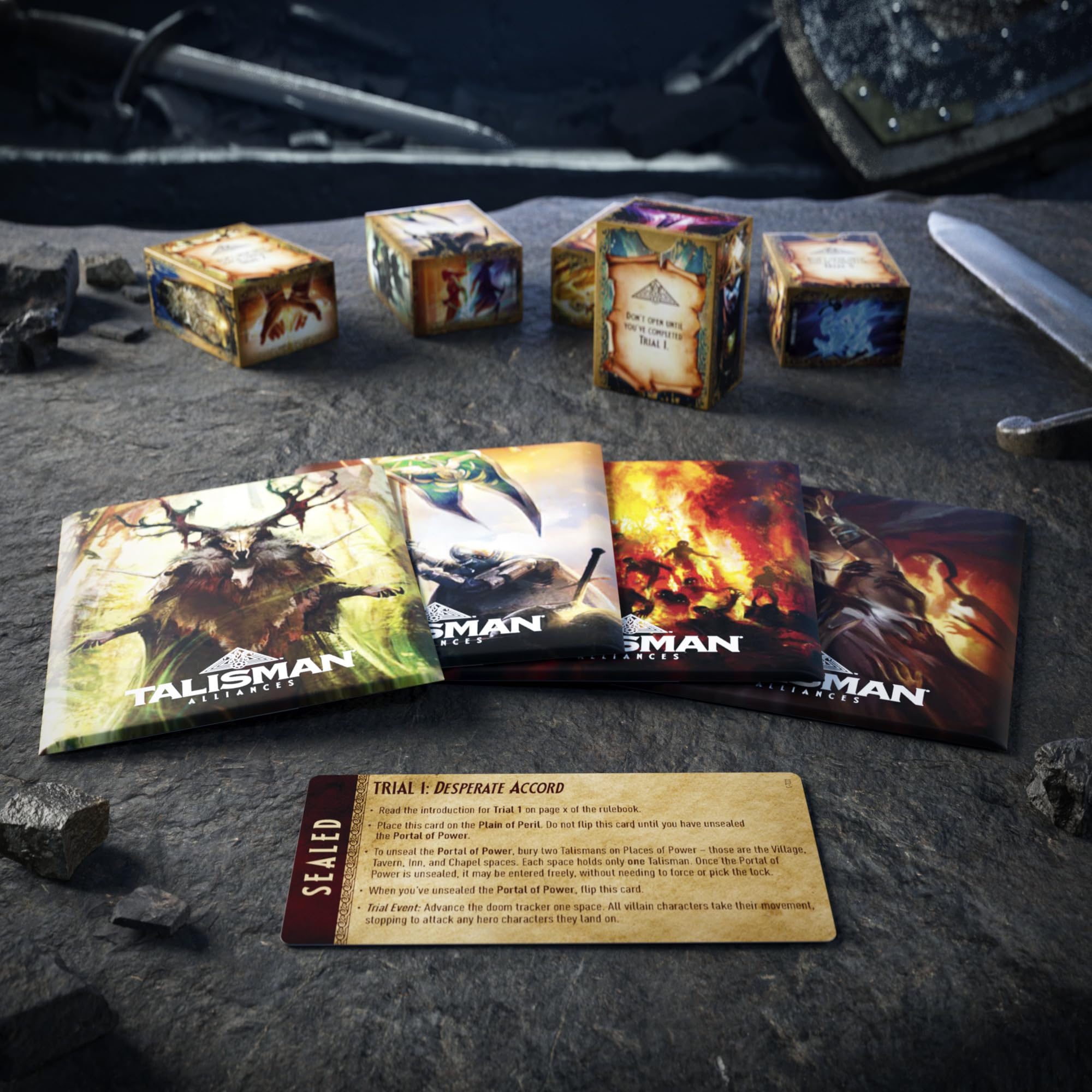 Avalon Hill Talisman Alliances mystery figures box reveals new characters for variety.