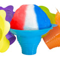 Avant Grub leak-proof flower snow cone cups prevent syrup mess during 4oz servings.