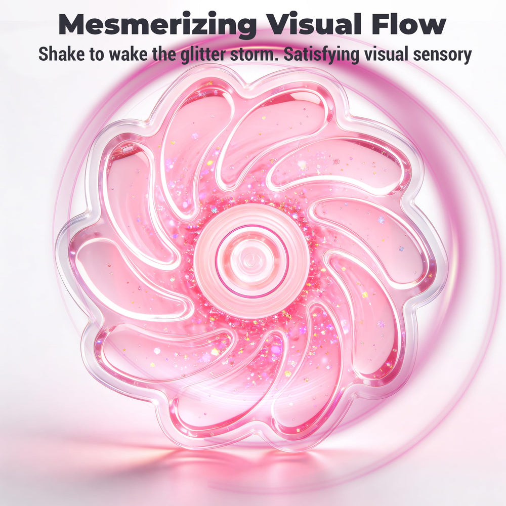 Aveloki liquid glitter flow inside the spinner creates soothing visuals
