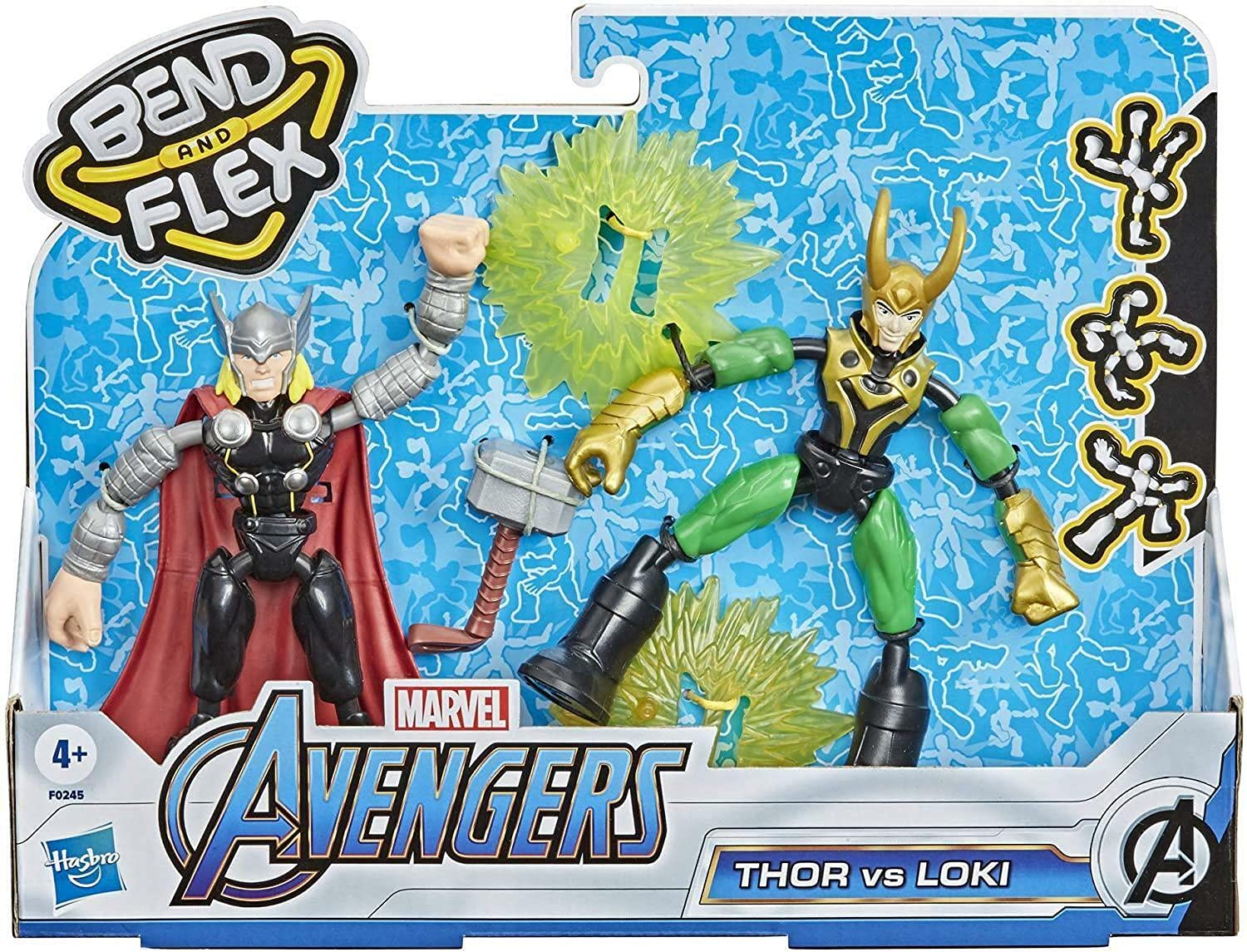 Avengers Bend and Flex Thor vs Loki figure in heroic standoff for imaginative play.