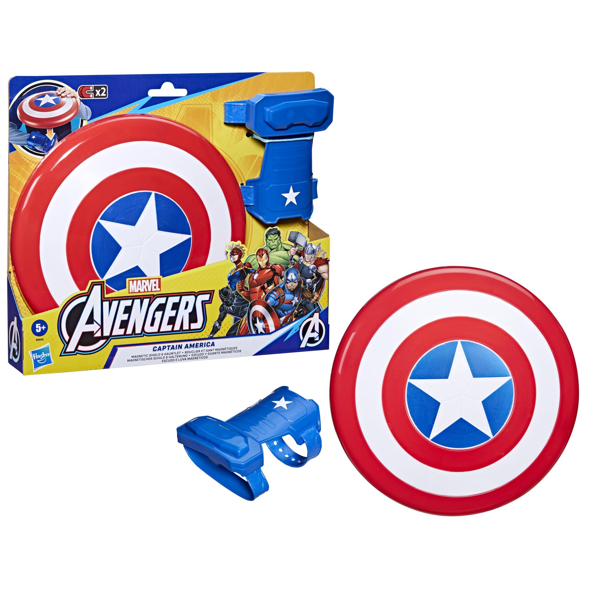 Avengers Captain America gauntlet wrist-mount for quick shield deployment during play